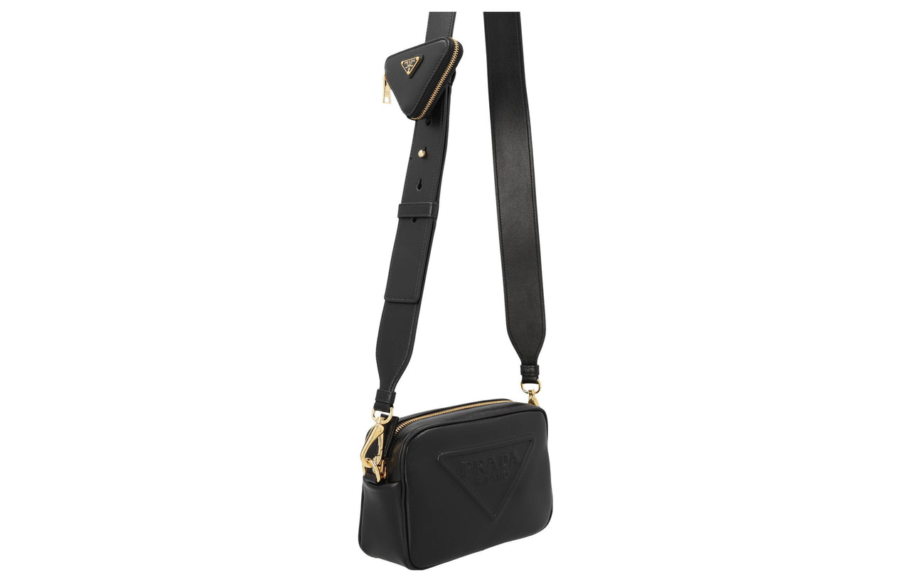 PRADA Calfskin Camera Bag Shoulder Bag Crossbody Bag Regular Women's Black