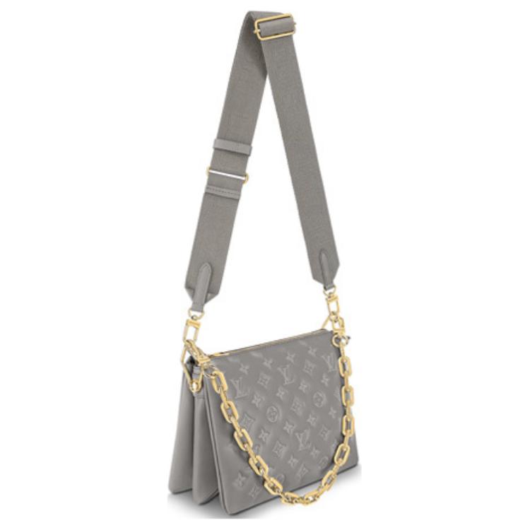 LOUIS VUITTON Coussin Calfskin Trim Pillow Bag, Shoulder Bag, Crossbody Bag, Shoulder Bag Small Size Women's Gray