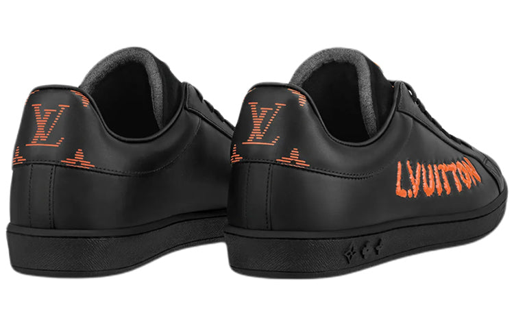 LOUIS VUITTON LV Luxembourg Samothrace Sneakers 'Black with Orange' 1A9JCP