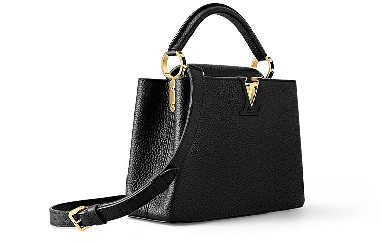 LOUIS VUITTON Capucines Cow Leather Capson Handbag, Shoulder Bag, Crossbody Bag Women's Black