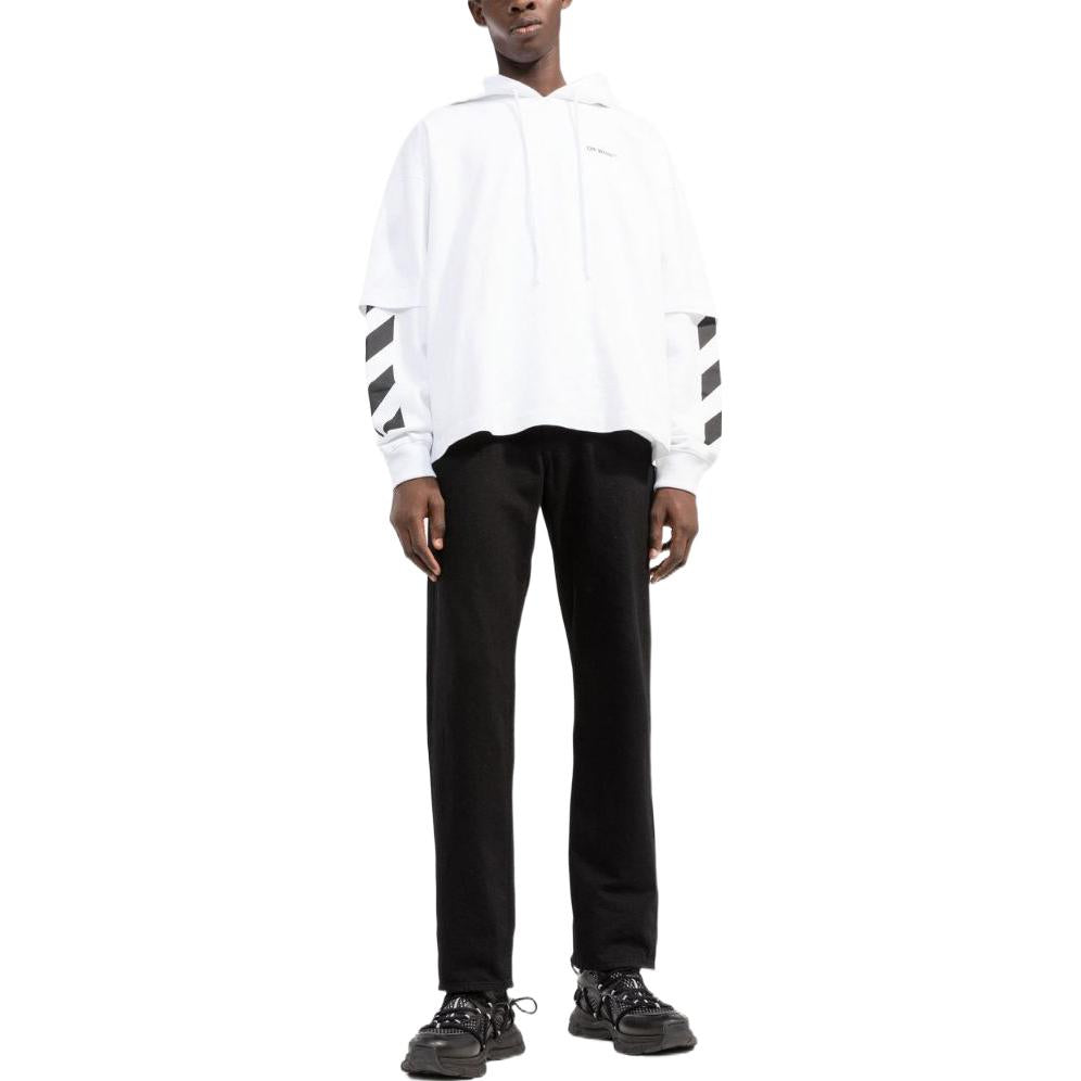Men's Off-White FW22 Solid Color Printing Hooded Long Sleeves Version White OMBB098C99FLE0010110