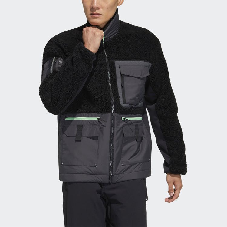 adidas Urban Sherp JKT Zipper Splicing Stay Warm Outdoor Sports Jacket Black GV3525