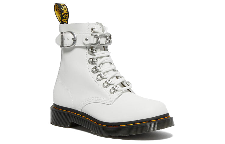 (WMNS) Dr. Martens 1460 Pascal Chain Leather Lace Up Boot 'White' 27266100