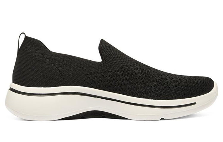 (WMNS) Skechers Go Walk Arch Fit Slip on 'Black White' 124418-BKW