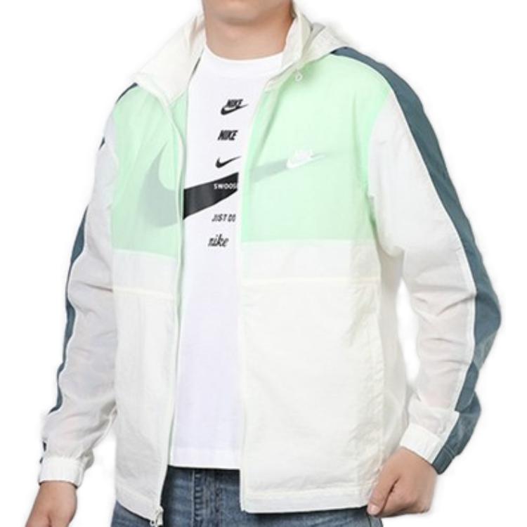 Nike Sportswear Woven Logo Stowaway Hood Jacket 'Green White' CU4310-133