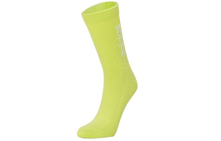 adidas neo Hc Vt Crew 3pp Solid Color Alphabet Sports Socks Couple Style 3 Pairs White / Black / Green GN9544