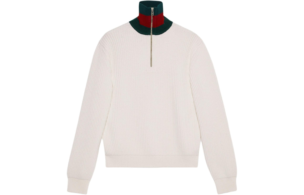 Gucci Knit Wool Sweater With Web 'Ivory' 770440-XKDNE-9146