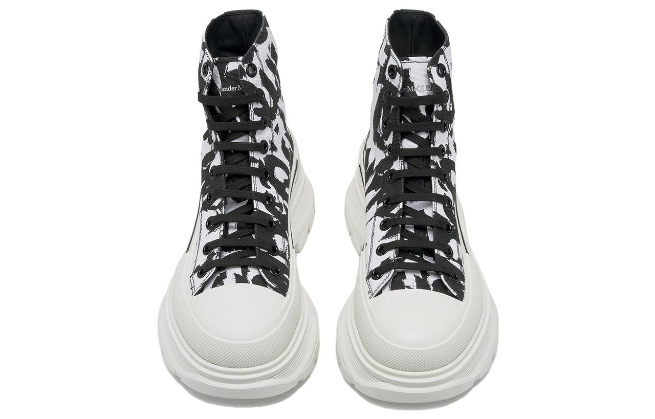 Alexander McQueen Tread Slick Graffiti Boots 'White Black Cream' 705667W4TG49356