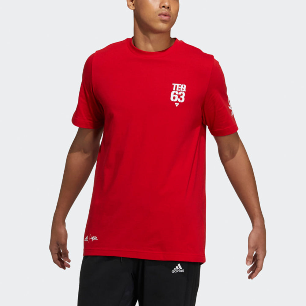 adidas Basketball Sports Printing Pattern Knit Short Sleeve Red GP4018