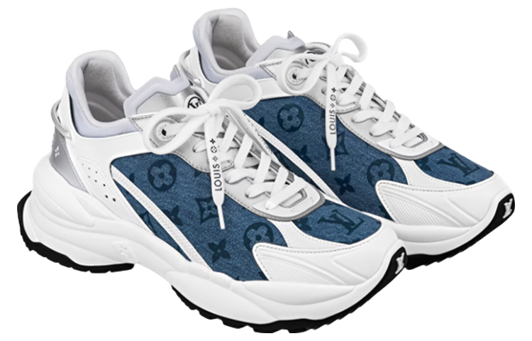 (WMNS) LOUIS VUITTON Run 55 Sneakers 'Denim Monogram Silver' 1ABHQJ