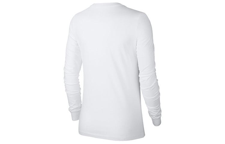 (WMNS) Nike Classic Logo Printed Long-Sleeved Tee 'White' BV6172-100