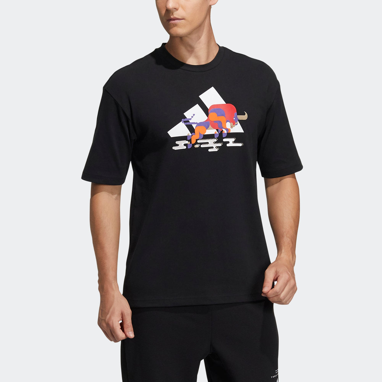 adidas CNY GFX T Subject Pattern Training Sports Short Sleeve Black GQ0888