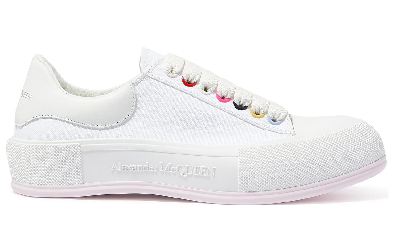 (WMNS) Alexander McQueen Deck Skate Plimsoll Lace Up 'White Multiclor' 654593W4MVR9548