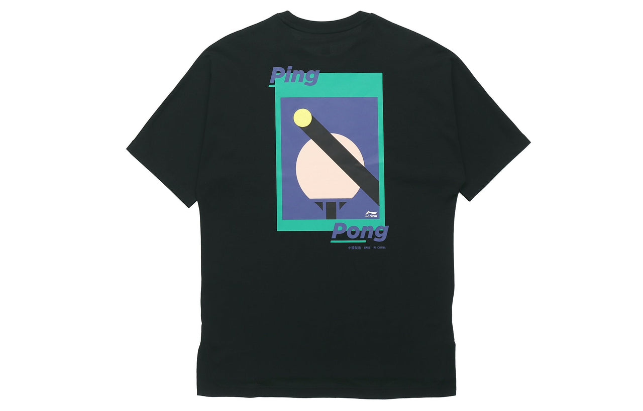 Li-Ning Paris Fashion Week Printing Loose Tee 'Black Blue' AHSQ273-2