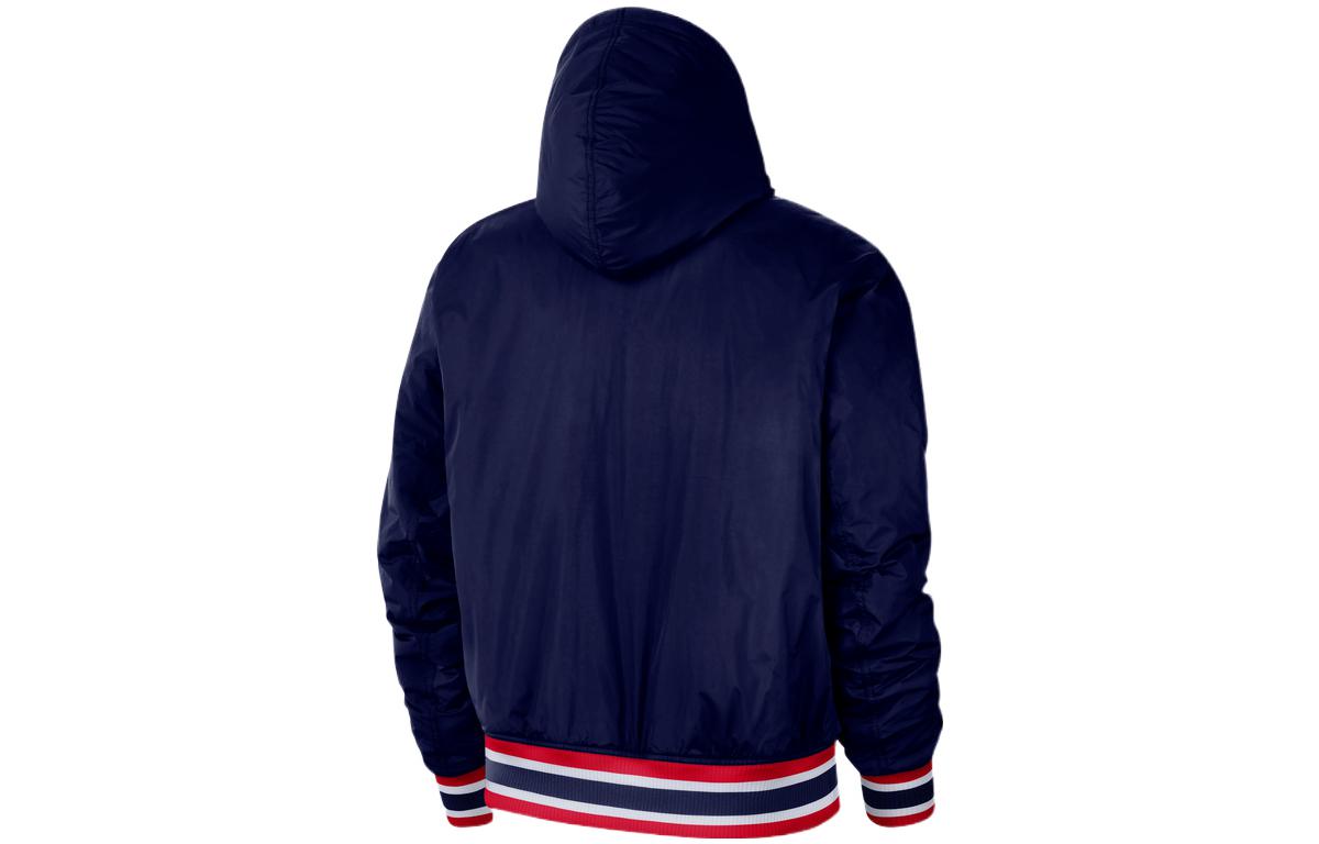 Nike NBA Brooklyn Nets Logo Stripe single breasted Casual Sports Hooded Jacket Blue DB1981-492