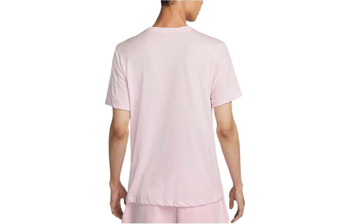 Nike Solid Color Logo Embroidered Knit Round Neck Short Sleeve Pink AR4999-665