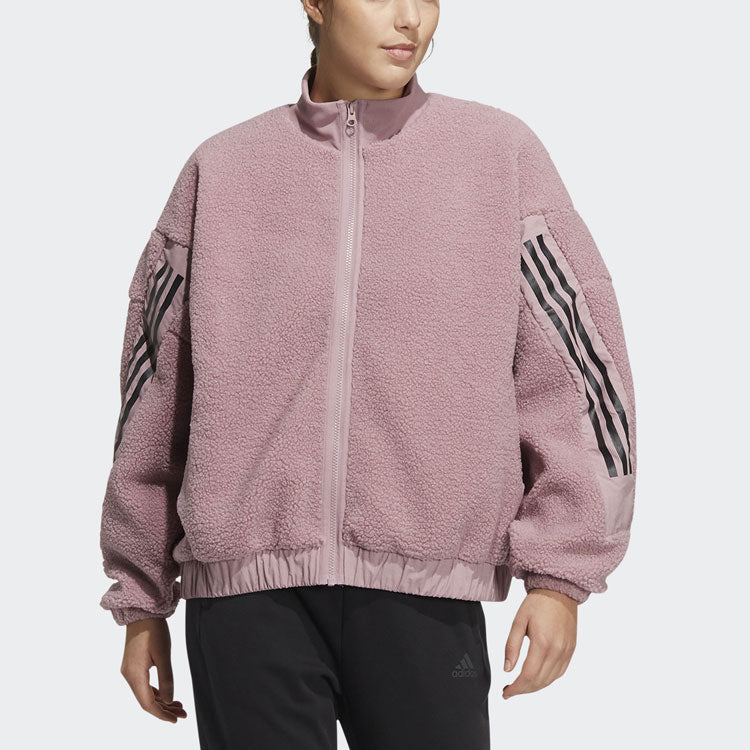 (WMNS) adidas Contrasting Colors Stripe Splicing Sports Jacket Purple Pink HM7457
