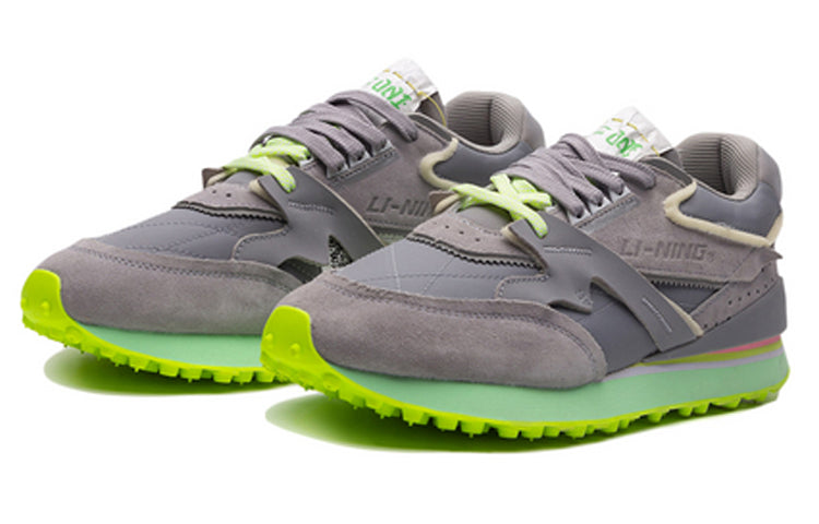 Li-Ning 001 Splicing Lightweight Wear-Resistant Low Top Athleisure Casual Sports Shoes Gray Green AGCP313-5