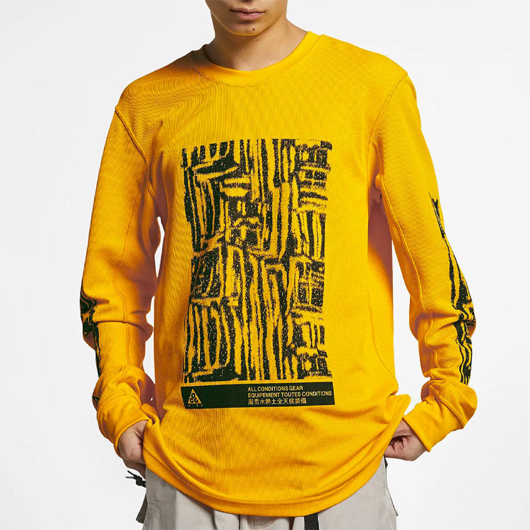 Men's Nike ACG Outdoor Sports Printing Round Neck Pullover Yellow BQ7205-728