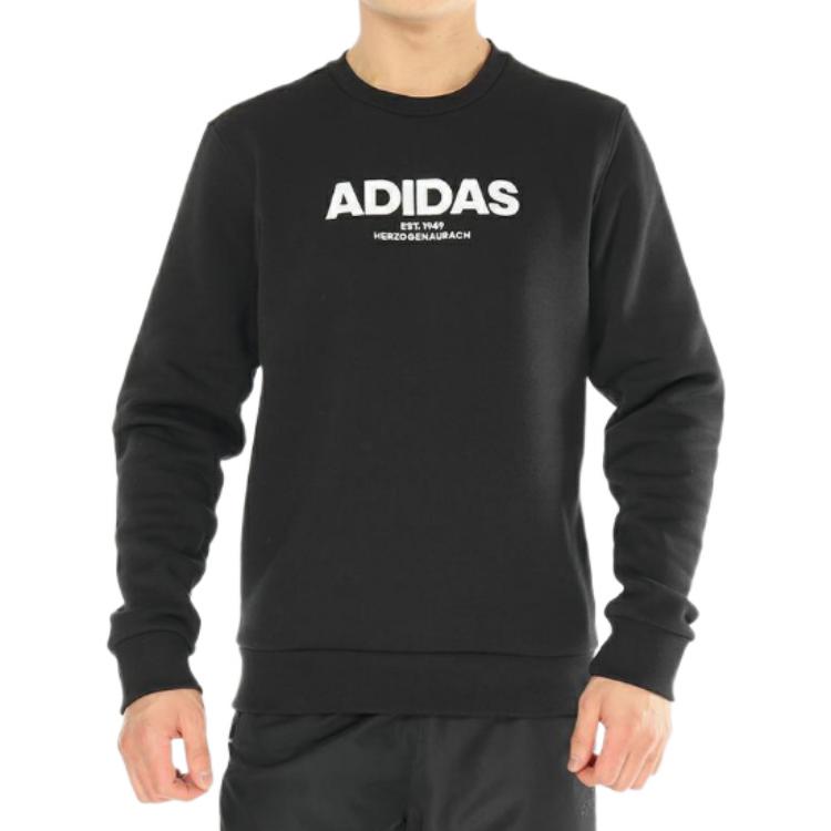 adidas Alphabet Round Neck Long Sleeves Hoodie Men's Black CZ9075