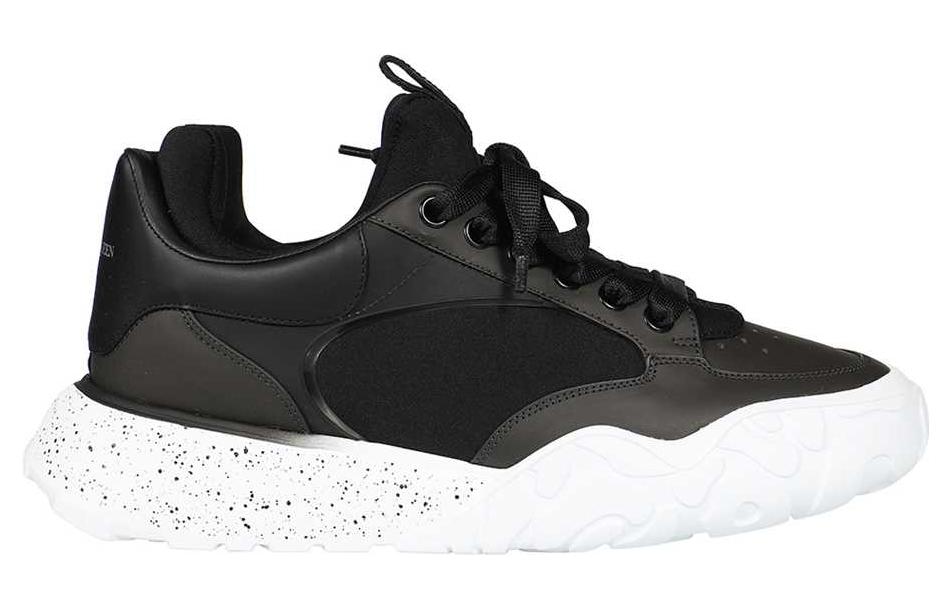 Alexander McQueen Court Tech Leather Sneakers 'Black White' 727366WIAAU1558