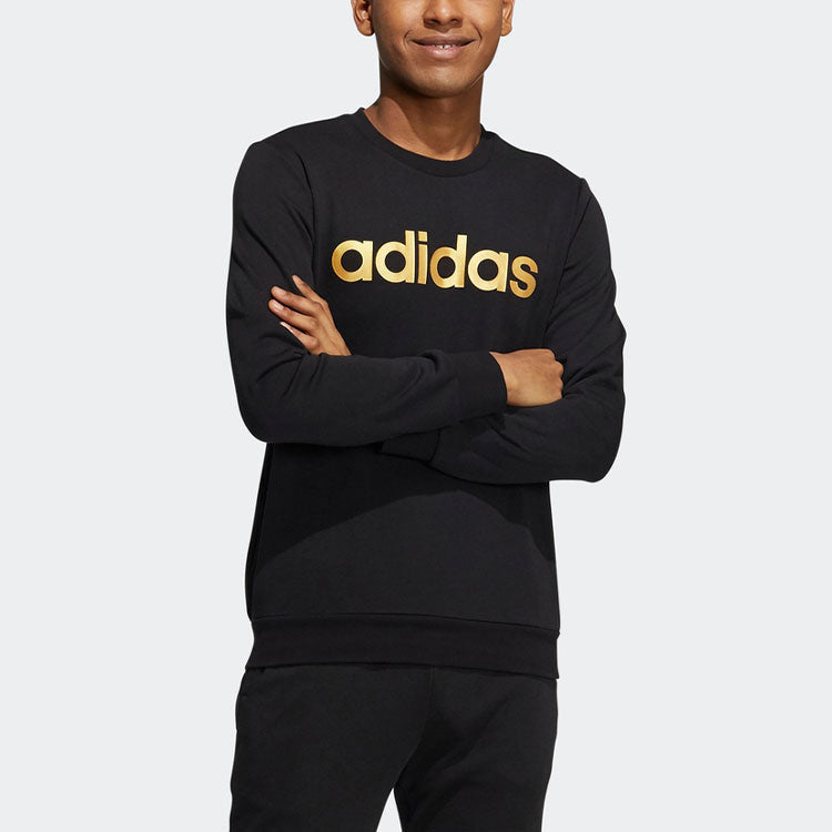 Men's adidas neo Ce Brnded Swt Logo Printing Sports Round Neck Pullover Black HD4691