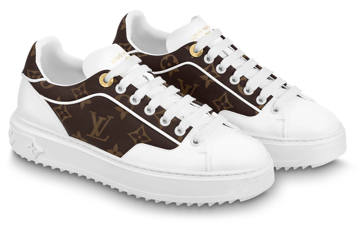 (WMNS) LOUIS VUITTON Time Out Sneakers 'White with Brown Monogram' 1AAP2X