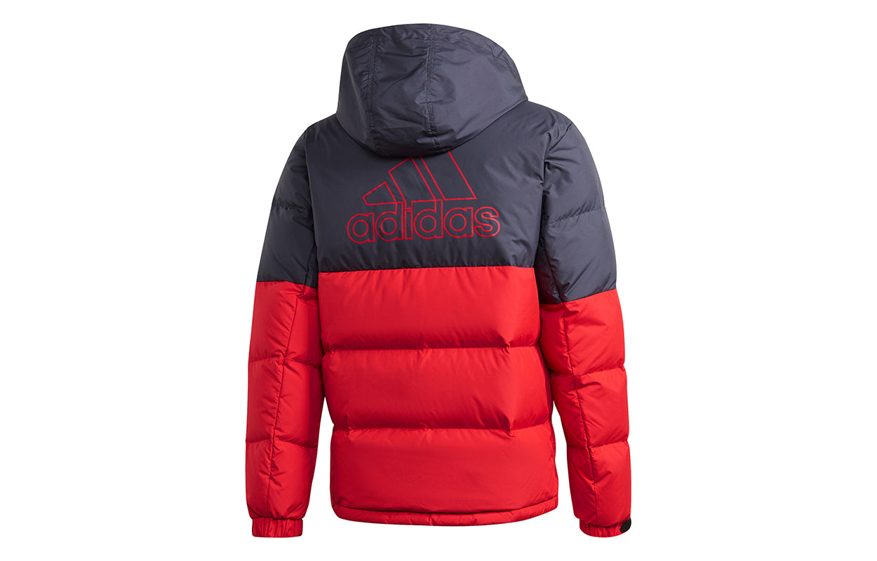Men's adidas C/ Outdoor Colorblock Sports hooded down Jacket Red GF0108