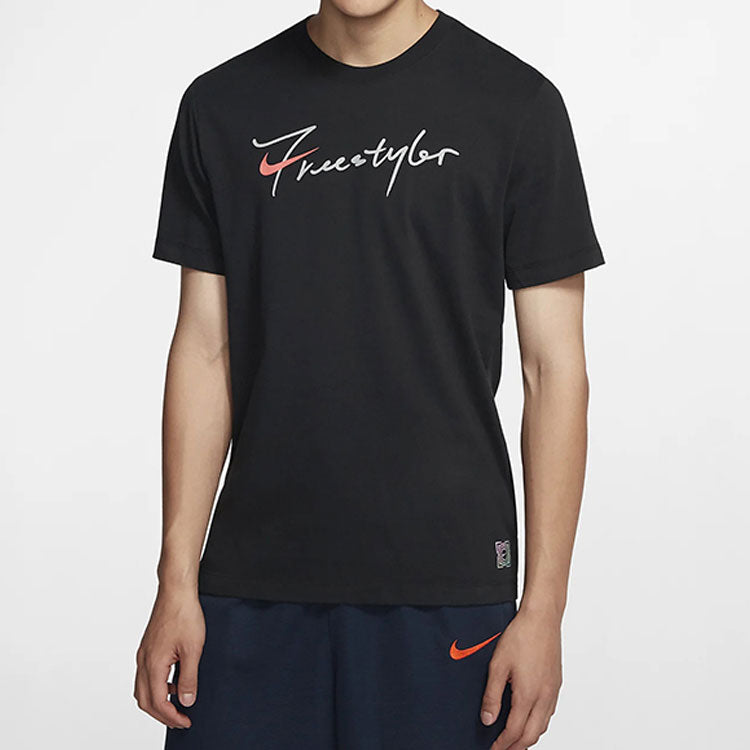 Nike Back Large logo Printing Freestyle Sports Short Sleeve Black CK1186-010