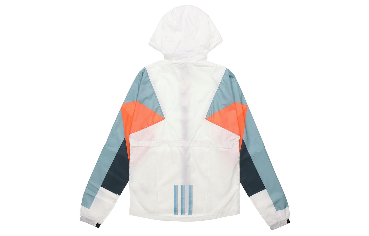 adidas neo hooded Zipper Windproof Jacket White / Blue DW8109