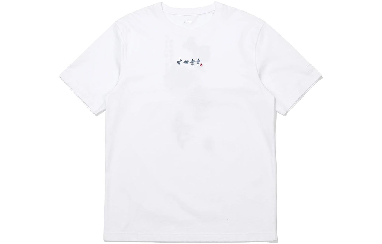 Li-Ning Graphic Printed T-Shirt 'White Blue' AHSS371-1