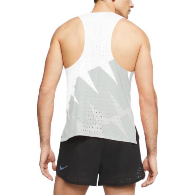 Men's Nike Chest logo Printing Breathable Running Sports White Vest CW1253-100