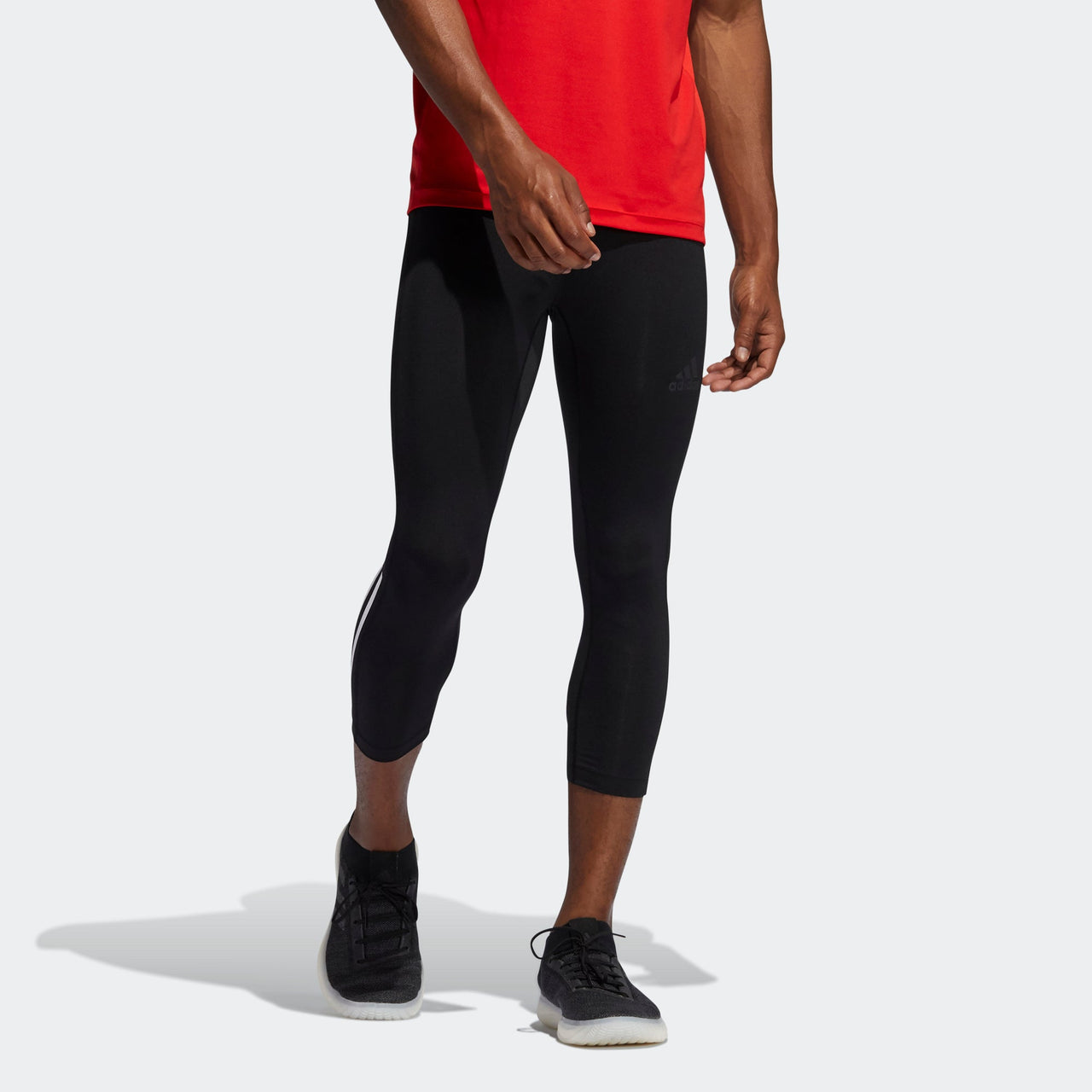 adidas TF Turf 34 Tig 3S Stripe Sports Leggings Black GL0457