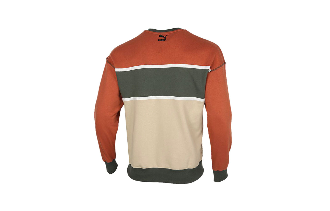 PUMA Casual Round Neck Colorblock Sports Gray Green Brown Colorblock 530710-12