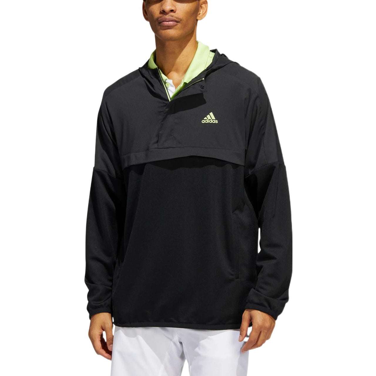 Men's adidas Sport Anorak Logo Printing Zipper Pullover Hooded Jacket Black HA9141