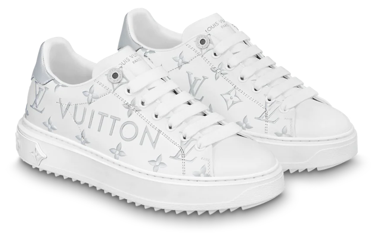 (WMNS) LOUIS VUITTON Time Out Sneakers 'White with Silver Monogram' 1AAVV6