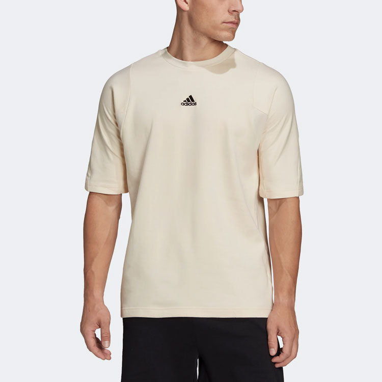 adidas Solid Color Logo Sports Short Sleeve Yellow White HB0476