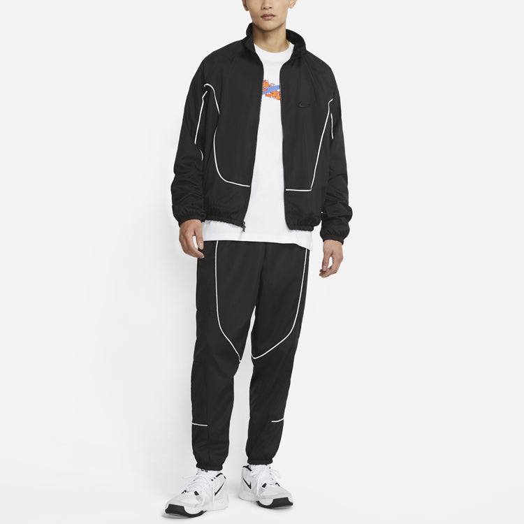 Nike MENS Throwback Multicolor Tat Basketball Stand Collar Jacket Black CV1932-011