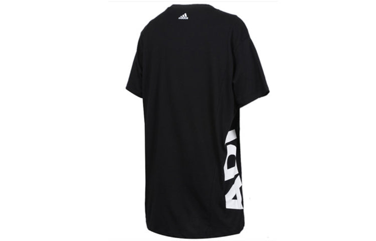 (WMNS) adidas Side Large Alphabet Printing Short Sleeve Black DV0752