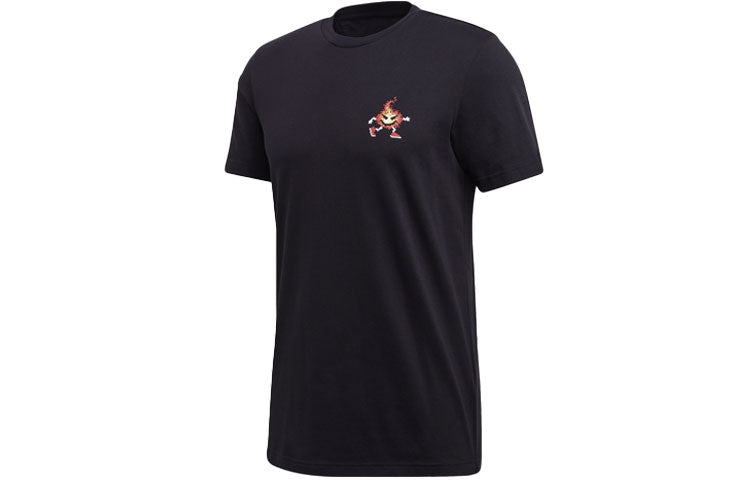 adidas 8-bit Platform Back Printing Sports Round Neck Short Sleeve Black FN1720