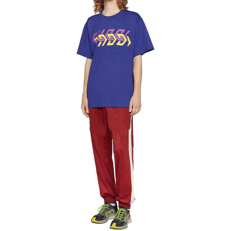 Gucci Geometric Block Logo T-Shirt 'Blue' 616036-XJDV9-4120