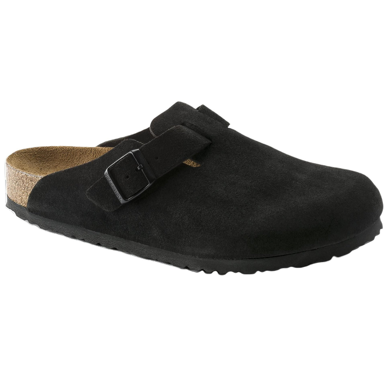 Birkenstock Boston Soft Footbed Suede Leather Sandals 'Black' 0660471