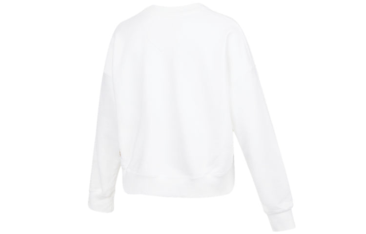 (WMNS) Jordan Solid Color Embroidered Round Neck Long Sleeves White Hoodie DQ0864-100