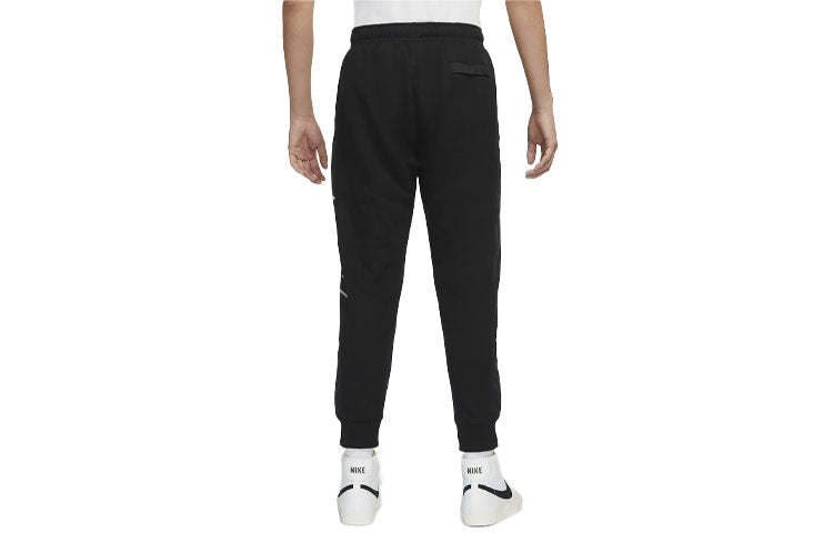 Men's Nike Logo Printing Knit Lacing Bundle Feet Sports Pants/Trousers/Joggers Black DV1361-010