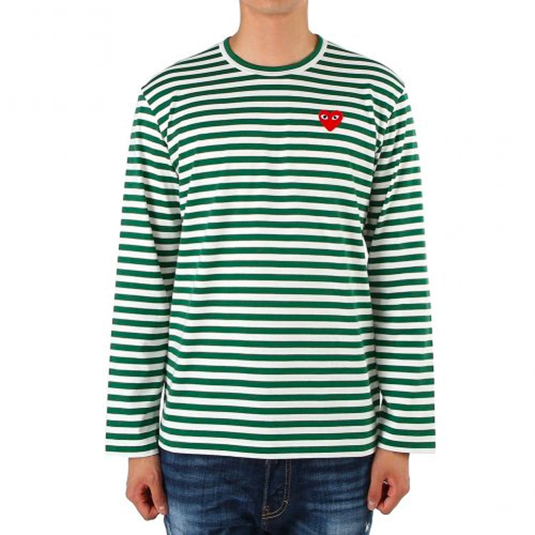 COMME des GARCONS PLAY Striped Long-Sleeve T-Shirt 'Green' AZ-T164-051-3