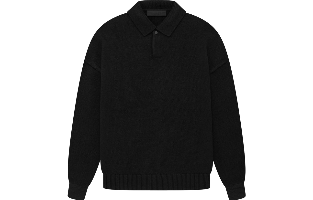 Fear of God Essentials The Black Collection Knit Polo Shirt 'Jet Black' 192SP232180F