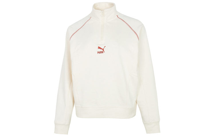 (WMNS) PUMA Das Cc Graphic Half-Zip Crew 'White' 539911-93