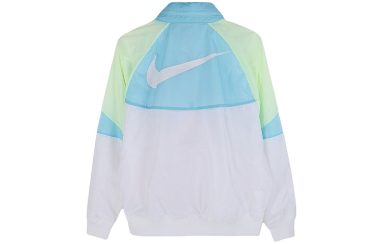 Nike Sports Windproof Colorblock hooded Logo Jacket Blue White Bluewhite AR2210-101