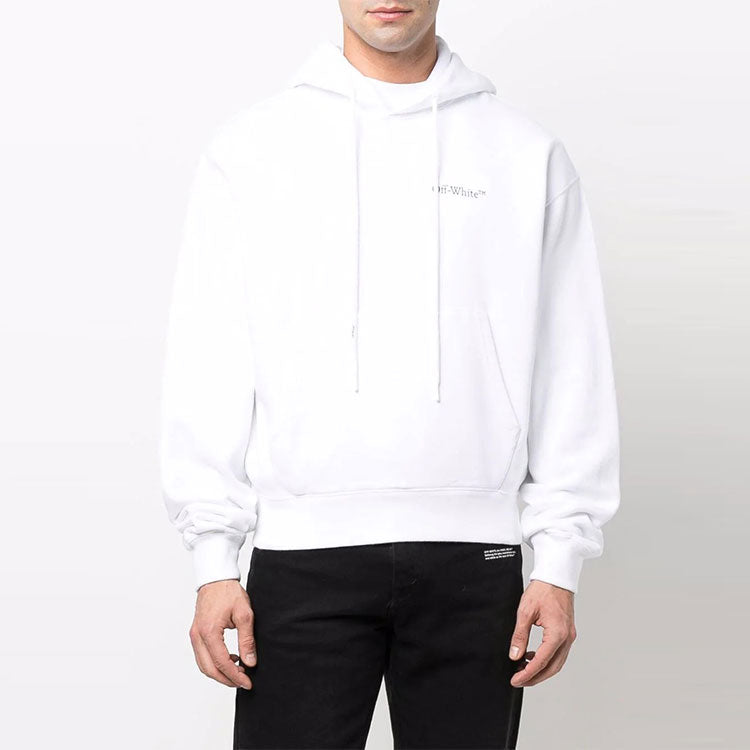 Men's Off-White Printing Hooded Long Sleeves White OMBB037S22FLE0070110