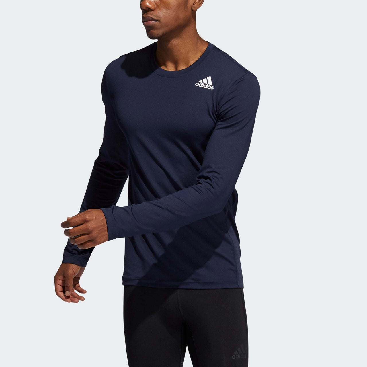 Men's adidas TF Turf Ls Primegreen Sports Gym Round Neck Long Sleeves Legendary Ink Blue T-Shirt GL9878